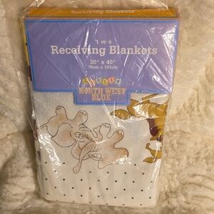 Northwest Blue Receiving Blankets - White and Brown